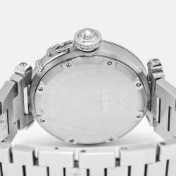 Pre Owned Cartier Pasha De Cartier GMT 2377 Silver Dial Stainless Steel Women's Wristwatch 35 mm