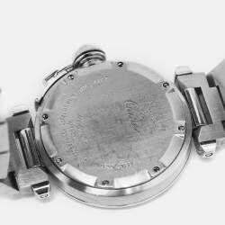 Pre Owned Cartier Pasha De Cartier GMT 2377 Silver Dial Stainless Steel Women's Wristwatch 35 mm