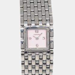 Pre Owned Cartier Panthere Ruban 2420 Quartz MOP Stainless Steel Women's Wristwatch 22 mm