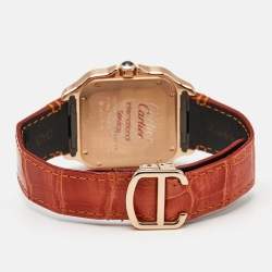 مملوكة مسبقًا Cartier Santos De Cartier WGSA0012 Silver Opaline Dial 18K Rose Gold Women's Wristwatch 35.1 mm