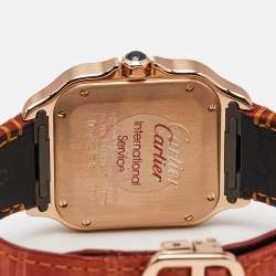 مملوكة مسبقًا Cartier Santos De Cartier WGSA0012 Silver Opaline Dial 18K Rose Gold Women's Wristwatch 35.1 mm