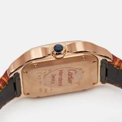 مملوكة مسبقًا Cartier Santos De Cartier WGSA0012 Silver Opaline Dial 18K Rose Gold Women's Wristwatch 35.1 mm