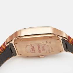 مملوكة مسبقًا Cartier Santos De Cartier WGSA0012 Silver Opaline Dial 18K Rose Gold Women's Wristwatch 35.1 mm