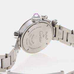 Pre Owned ساعة يد نسائية كارتييه باشا W3140008 كوارتز فضية ستانلس ستيل 27 مم