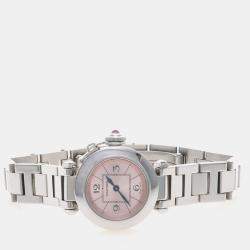 Pre Owned ساعة يد نسائية كارتييه باشا W3140008 كوارتز فضية ستانلس ستيل 27 مم