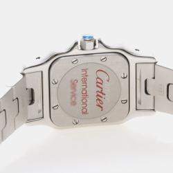 Pre Owned ساعة يد نسائية كارتييه سانتوس كوارتز ستانلس ستيل فضية 24 مم