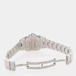 Pre Owned ساعة يد نسائية كارتييه سانتوس كوارتز ستانلس ستيل فضية 24 مم