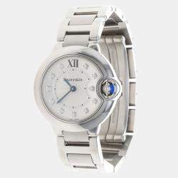 Pre Owned Cartier Ballon Bleu Diamond WE902073 White Quartz Stainless Steel Women's Wristwatch 28 mm
