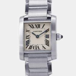 Pre Owned Cartier Tank Francaise W51008Q3 White Stainless Steel Quartz Women's Wristwatch 25mm