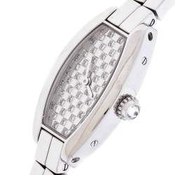 Pre Owned Cartier Diamond Pave 18K White Gold Laniere Tonneau 2545 Women's Wristwatch 16 mm