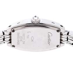 Pre Owned Cartier Diamond Pave 18K White Gold Laniere Tonneau 2545 Women's Wristwatch 16 mm