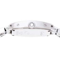 Pre Owned Cartier Diamond Pave 18K White Gold Laniere Tonneau 2545 Women's Wristwatch 16 mm