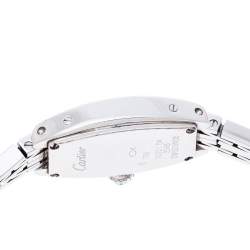 Pre Owned Cartier Diamond Pave 18K White Gold Laniere Tonneau 2545 Women's Wristwatch 16 mm