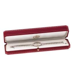 Pre Owned Cartier Diamond Pave 18K White Gold Laniere Tonneau 2545 Women's Wristwatch 16 mm