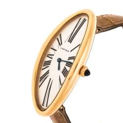 Cartier Silver 18K Rose Gold Baignoire Allongee 2515 Women's Wristwatch 21 mm