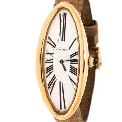 Cartier Silver 18K Rose Gold Baignoire Allongee 2515 Women's Wristwatch 21 mm