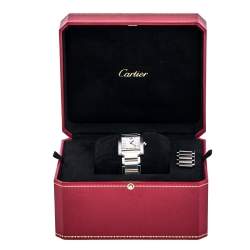 Pre Owned Cartier Silver 18K Rose Gold Stainless Steel Diamond Tank Francaise 3751 Women's Wristwatch 25 mm