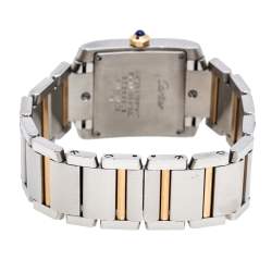 Pre Owned Cartier Silver 18K Rose Gold Stainless Steel Diamond Tank Francaise 3751 Women's Wristwatch 25 mm