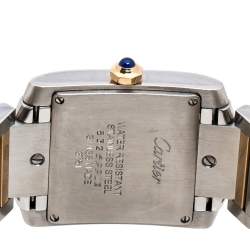 Pre Owned Cartier Silver 18K Rose Gold Stainless Steel Diamond Tank Francaise 3751 Women's Wristwatch 25 mm