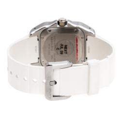 Pre Owned Cartier White Stainless Steel Santos 100 2878 Women's Wristwatch 33 mm