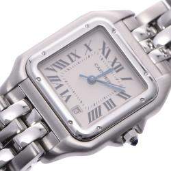Pre Owned Cartier White Stainless Steel Panthère de Cartier Women's Wristwatch 22 MM