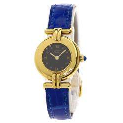 Pre Owned Cartier Black Gold Plated Stainless Steel Vermeil Quartz Women's Wristwatch 23.5 MM