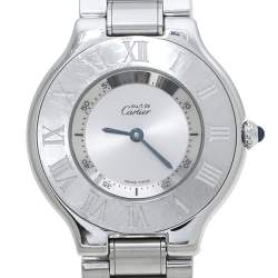Pre Owned Cartier Silver Stainless Steel Must De Cartier 21 Women's Wristwatch 31 mm