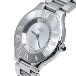Pre Owned Cartier Silver Stainless Steel Must De Cartier 21 Women's Wristwatch 31 mm