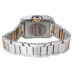 Pre Owned Cartier Silver 18K Rose Gold Stainless Steel Tank Anglaise W5310007 Women's Wristwatch 30 mm