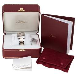 Pre Owned Cartier Silver 18K Rose Gold Stainless Steel Tank Anglaise W5310007 Women's Wristwatch 30 mm