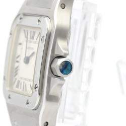 Pre Owned Cartier Silver Stainless Steel Santos Galbee Quartz W20056D6 Women's Wristwatch 24 MM