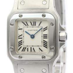 Pre Owned Cartier Silver Stainless Steel Santos Galbee Quartz W20056D6 Women's Wristwatch 24 MM