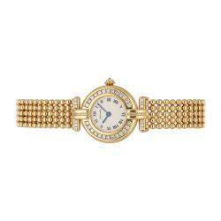 Pre Owned Cartier White Diamonds 18K Yellow Gold Colisee WB1017A8 Women's Wristwatch 24 MM