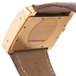 Pre Owned Cartier Cream 18K Yellow Gold Alligator Leather Tank Divan W6300856 Women's Wristwatch 38 mm