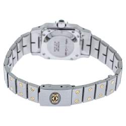 Pre Owned Cartier White 18K Yellow Gold Stainless Steel Santos Galbee Automatic Women's Wristwatch 24 mm