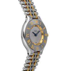 Pre Owned Cartier Silver Gold Tone Stainless Steel Must 21 W10073F4 Women's Wristwatch 27 MM