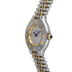 Pre Owned Cartier Silver Gold Tone Stainless Steel Must 21 W10073F4 Women's Wristwatch 27 MM