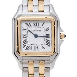 Pre Owned Cartier Silver 18K Yellow Gold Stainless Steel Panthere De Cartier W2PN0007 Women's Wristwatch 27 mm