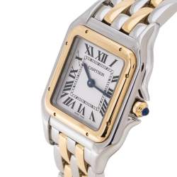 Pre Owned Cartier Silver 18K Yellow Gold Stainless Steel Panthere De Cartier W2PN0007 Women's Wristwatch 27 mm