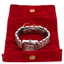 Pre Owned Cartier Metallic White Stainless Steel Tank Francaise Women's Wristwatch 20 mm