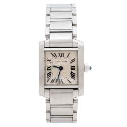Pre Owned Cartier Metallic White Stainless Steel Tank Francaise Women's Wristwatch 20 mm