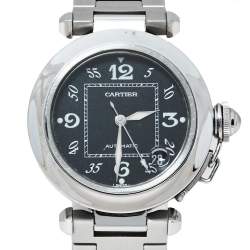 Pre Owned ساعة يد نسائية كارتييه "باشا دو كارتييه 2324 أوتوماتيك" ستانلس ستيل سوداء 35 مم