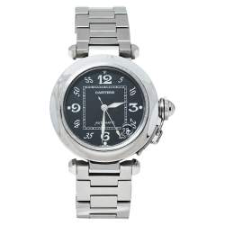Pre Owned ساعة يد نسائية كارتييه "باشا دو كارتييه 2324 أوتوماتيك" ستانلس ستيل سوداء 35 مم