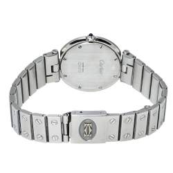 Pre Owned Cartier Grey Stainless Steel Santos Round Women's Wristwatch 32MM