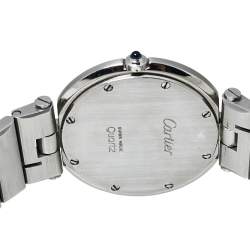 Pre Owned Cartier Grey Stainless Steel Santos Round Women's Wristwatch 32MM