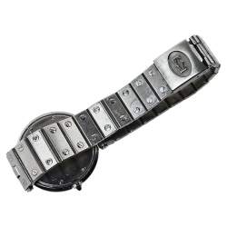 Pre Owned Cartier Grey Stainless Steel Santos Round Women's Wristwatch 32MM