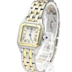 مملوكة مسبقًا Cartier White 18K Yellow Gold And Stainless Steel Panthere De Cartier Quartz Women's Wristwatch 22 MM