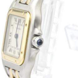 مملوكة مسبقًا Cartier White 18K Yellow Gold And Stainless Steel Panthere De Cartier Quartz Women's Wristwatch 22 MM