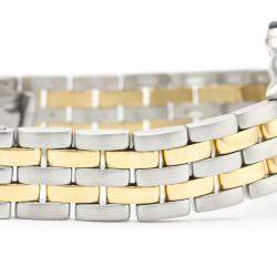 مملوكة مسبقًا Cartier White 18K Yellow Gold And Stainless Steel Panthere De Cartier Quartz Women's Wristwatch 22 MM