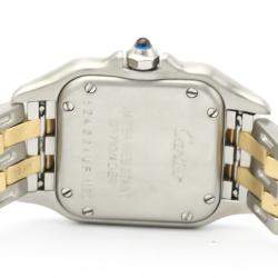 مملوكة مسبقًا Cartier White 18K Yellow Gold And Stainless Steel Panthere De Cartier Quartz Women's Wristwatch 22 MM